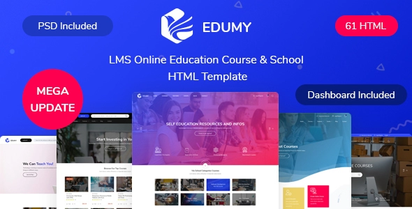 Edumy - دورة LMS للتعليم عبر الإنترنت ونموذج HTML للمدرسة