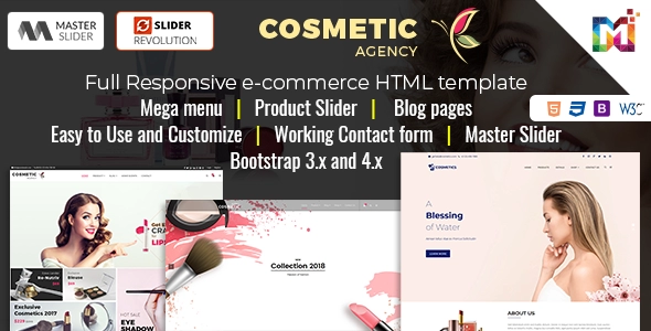 化粧品 - 多目的 e コマース ショップ HTML テンプレート
