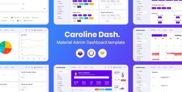Caroline Dash Material Duyarlı Yönetici Şablonu