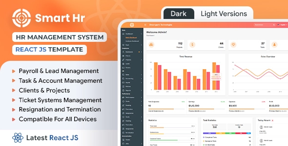 SmartHR - HRMS, Payroll, and HR Project Management Admin Dashboard Template (ReactJS