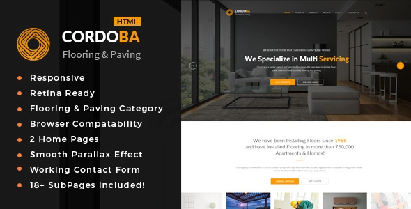 Cordoba : Zemin ve Kaldırım Hizmeti HTML Şablonu