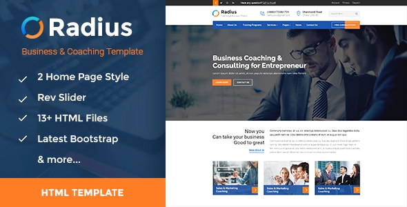 Radius - HTML-Vorlage für Training, Coaching, Beratung und Unternehmen