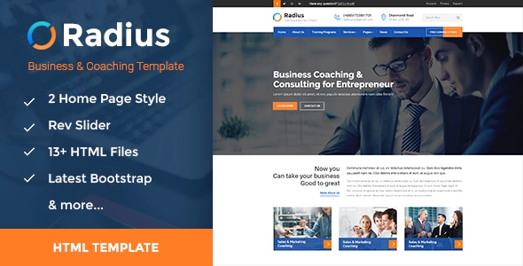Radius - Eğitim, Koçluk, Danışmanlık ve İş HTML Şablonu