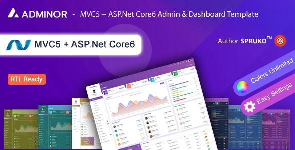 Adminor - Modèle de tableau de bord d'administration MVC + ASP.Net Core