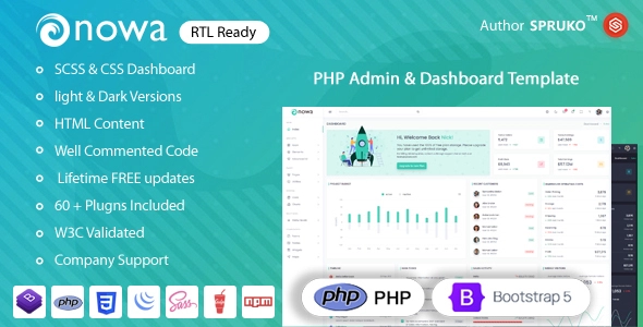 Nowa - Modèle d'administration et de tableau de bord PHP