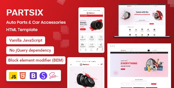 Partsix - Plantilla HTML para tienda de repuestos y accesorios para automóviles