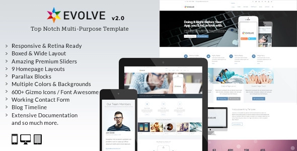 Evolve — адаптивный многоцелевой шаблон веб-сайта