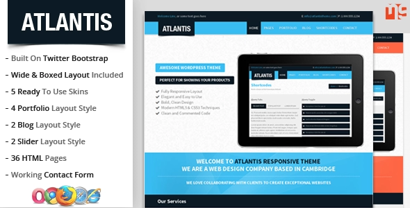 Atlantis: Bootstrap Multipropósito Responsivo Tema