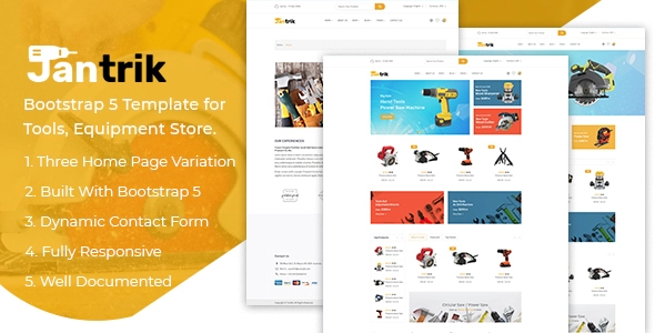 Jantrik - Modello HTML eCommerce per negozio di attrezzature per strumenti
