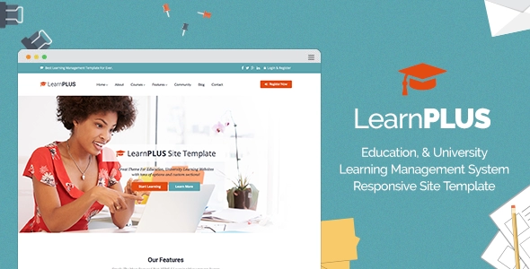 LearnPLUS | Education LMS レスポンシブ サイト テンプレート