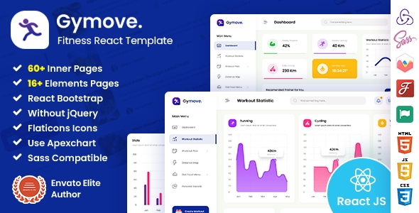 Gymove - Fitness Admin Dashboard React Redux Template