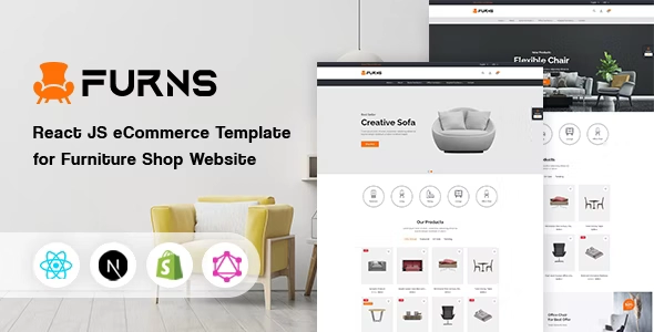 Furns - шаблон электронной коммерции React для веб-сайта мебельного магазина